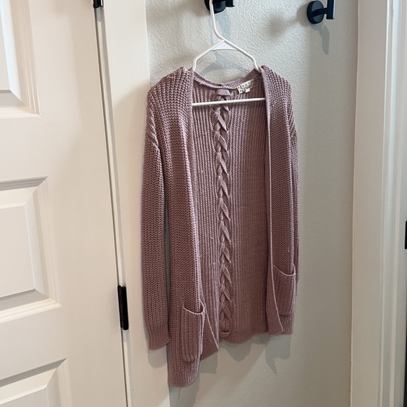 EUC Girls Nordstrom’s Pink Republic Brand Cardigan Cable Knit Sweater Size 7 8 - Picture 2 of 9